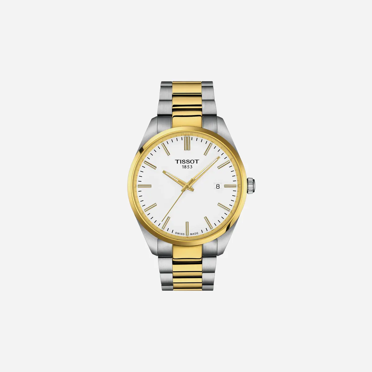 Tissot Pr 100 40 Mm White Dial Silver & Yellow Gold Pvd Watch 1