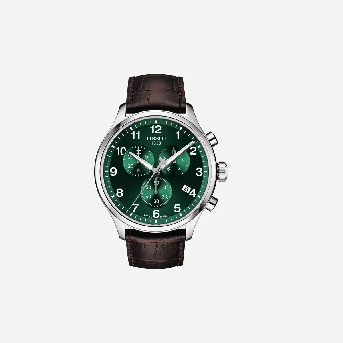 Tissot Chrono Xl Classic Green Dial Brown Leather Strap Watch 1