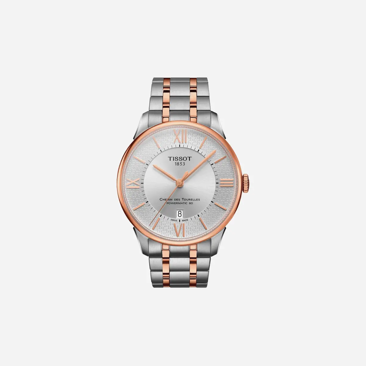 Tissot Chemin Des Tourelles Powermatic 80 Helvetic Pride Special Edition Plongeur Dial Silver & Rose Gold Pvd Watch 1