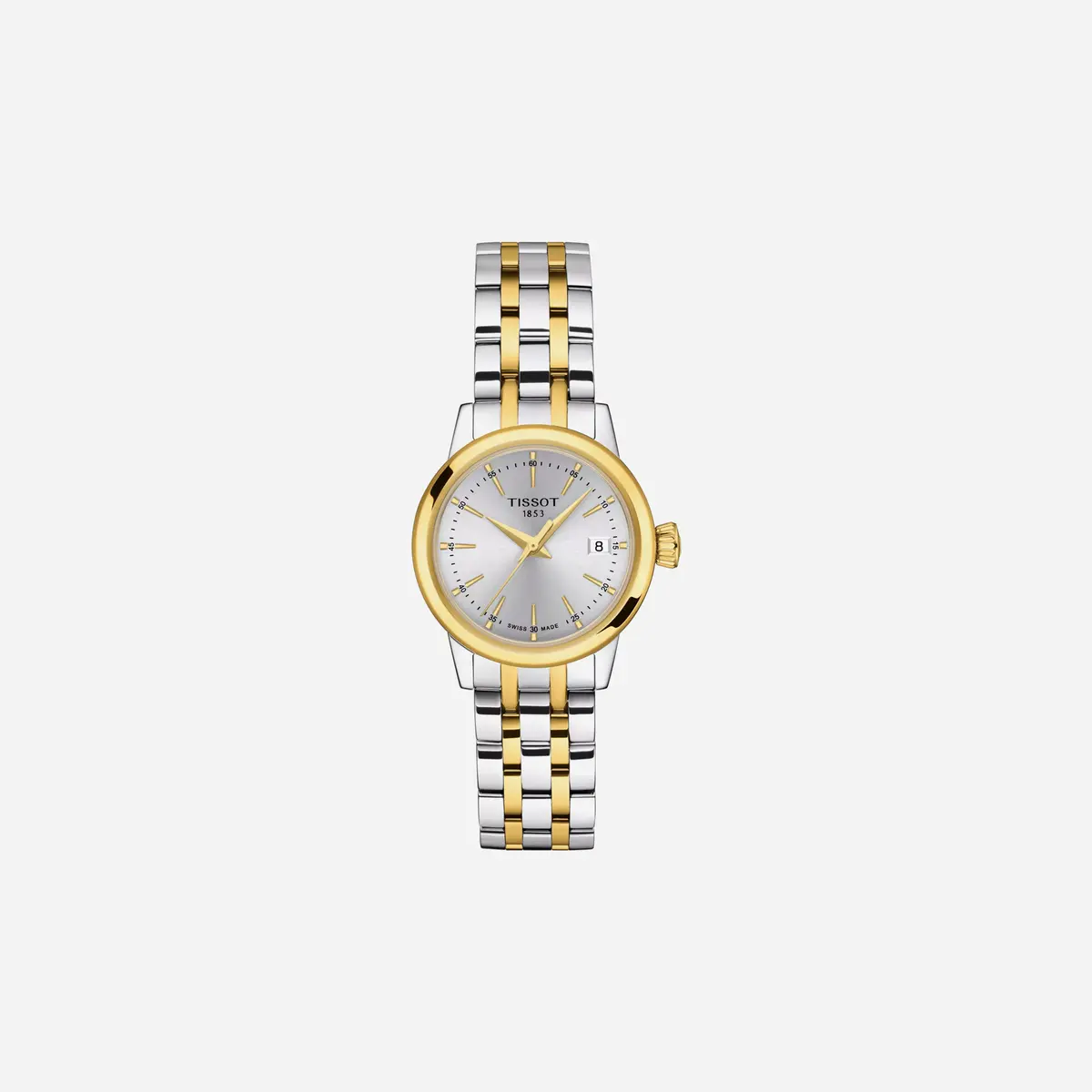 Tissot Classic Dream Lady Dauphine Dial Silver & Yellow Gold Stainless Steel Yellow Gold Pvd Strap Watch 1
