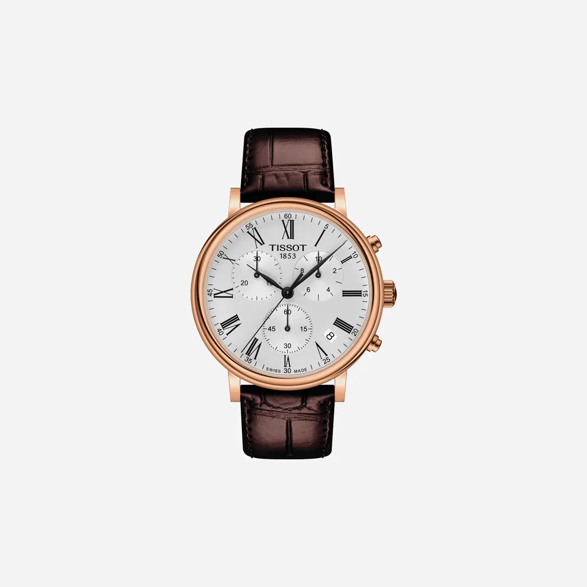 Tissot Carson Premium Chronograph Leaf Dial Brown Leather Strap Watch 1