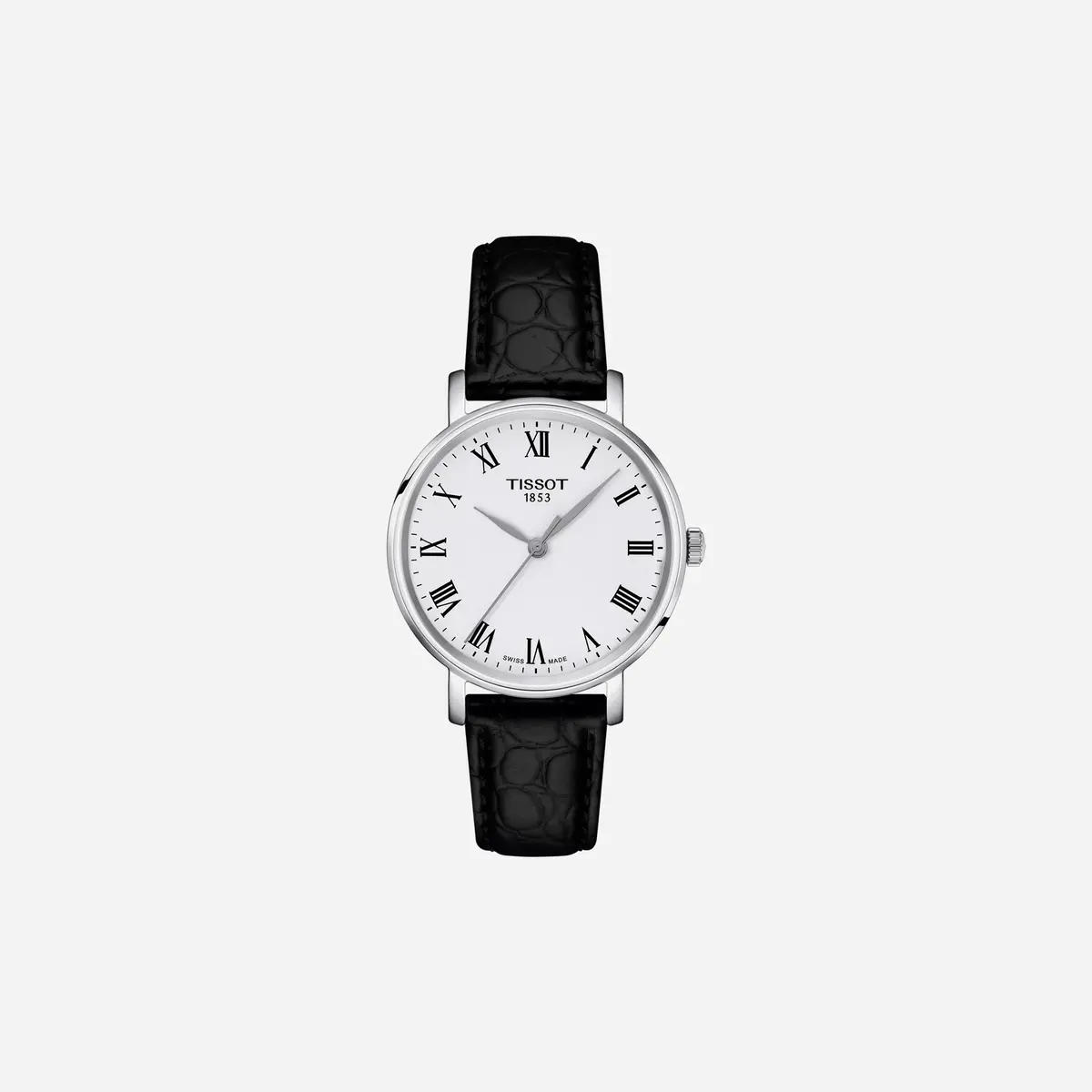 Tissot Everytime 34Mm Leaf Dial Black Leather Strap Watch 1