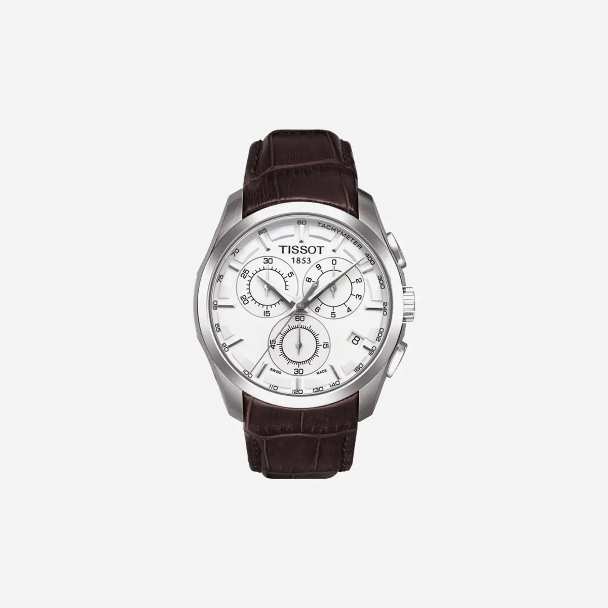 Tissot Couturier Chronograph Silver Dial Brown Leather Strap Watch 1