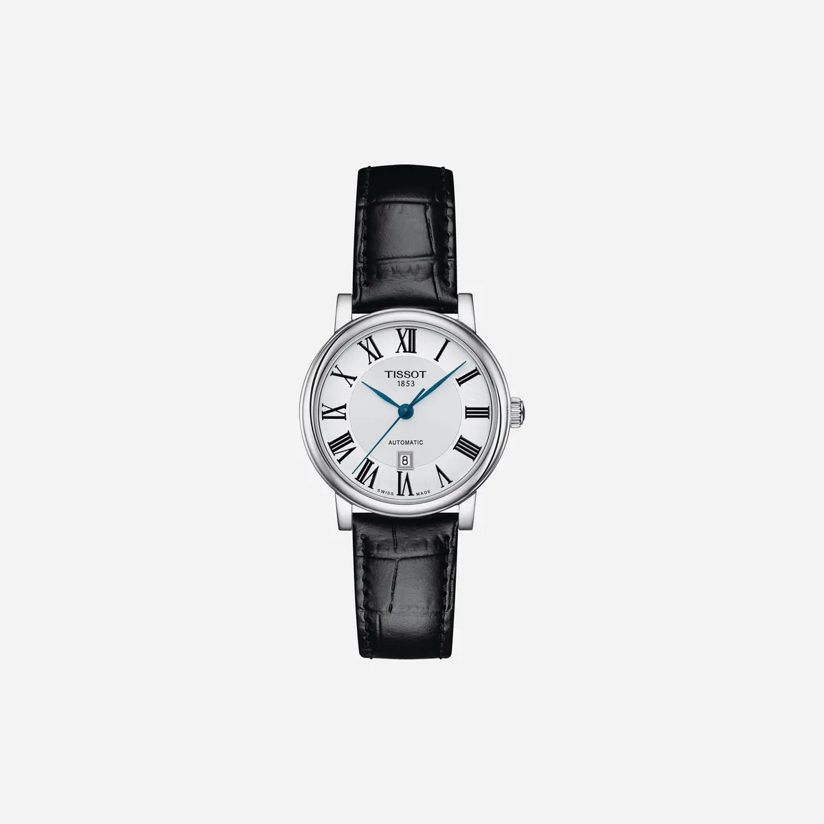 Tissot Carson Premium Automatic Lady Leaf Dial Black Leather Strap Watch Wmns 1