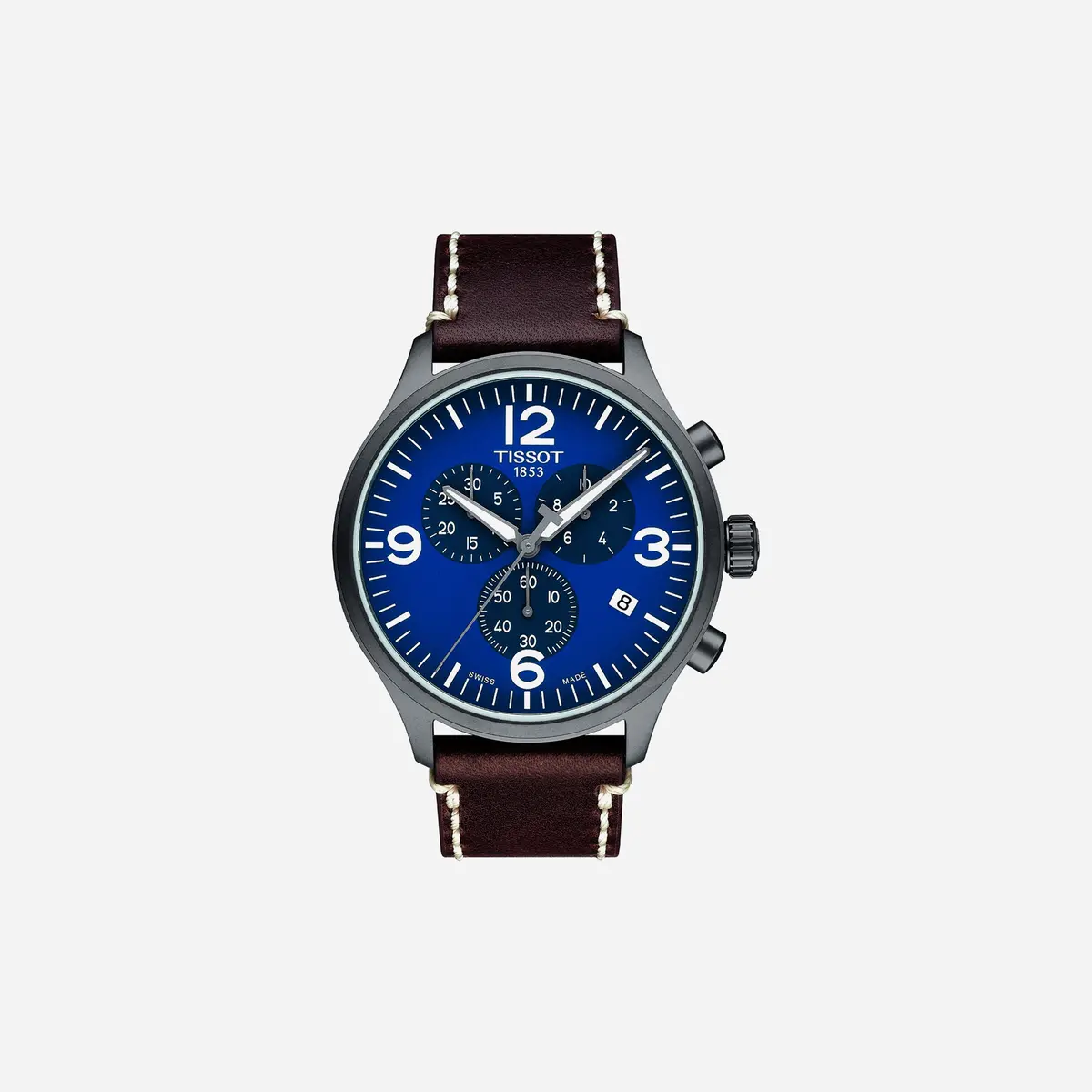 Tissot Chrono Xl Blue Dial Brown Leather Strap Watch 1