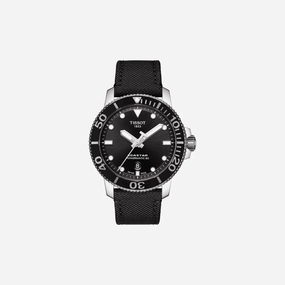Tissot Seastar 1000 Powermatic 80 Black Dial Black Fabric Strap Watch 1