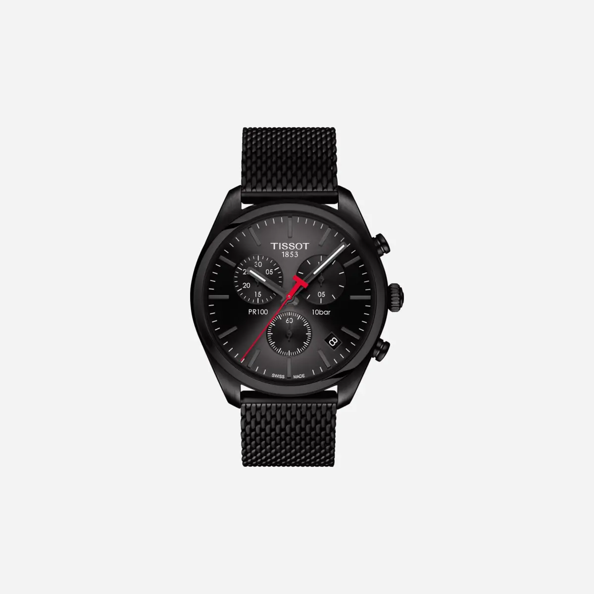 Tissot Pr 100 Chronograph Black Dial Black Strap Watch 1