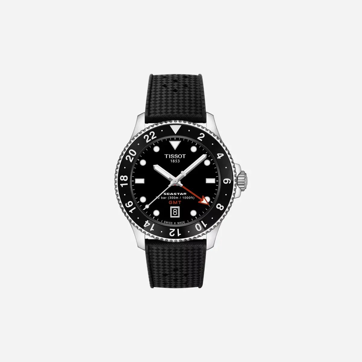 Tissot Seastar 1000 Quartz Gmt Black Dial Black Synthetic Strap Watch 1