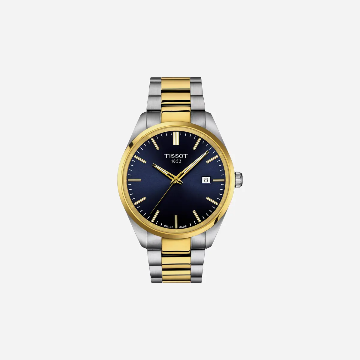 Tissot Pr 100 Blue Dial Silver & Yellow Gold Stainless Steel Yellow Gold Pvd Strap Watch 1