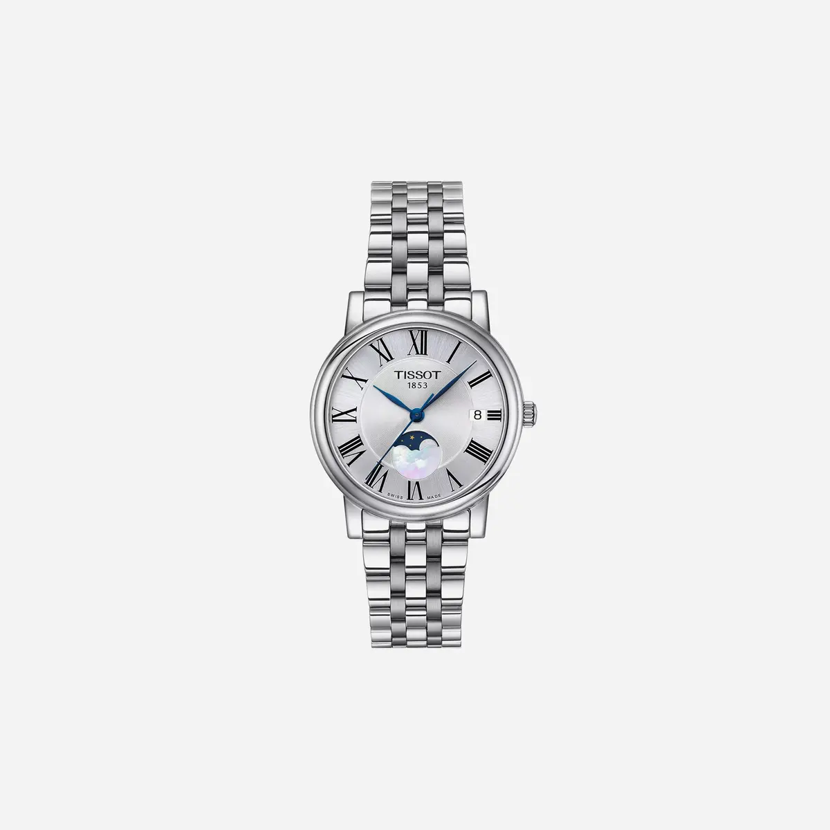 Tissot Carson Premium Lady Moonphase Leaf Dial Silver Stainless Steel Watch 1