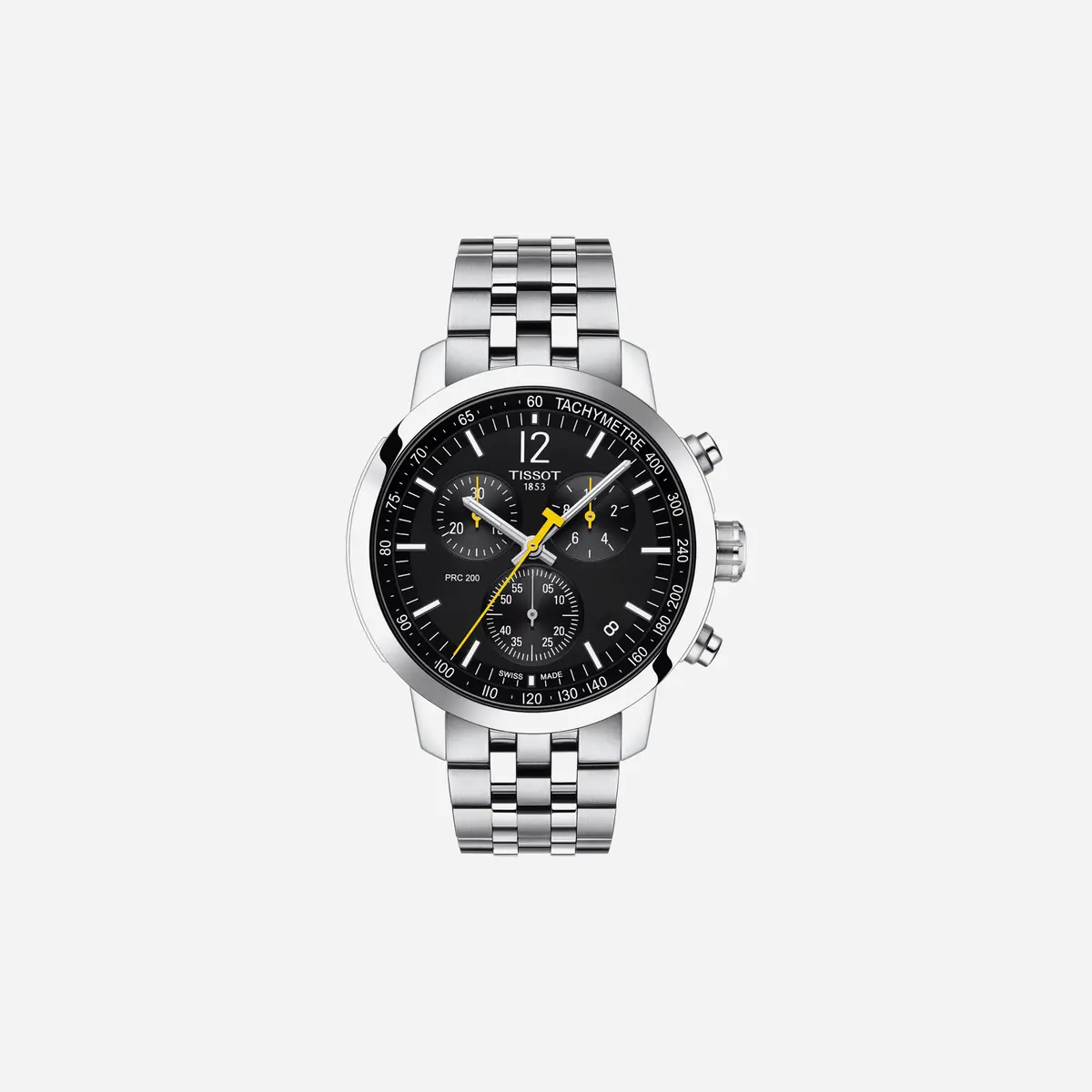 Tissot Prc 200 Chronograph Black Dial Silver Stainless Steel Strap Watch 1