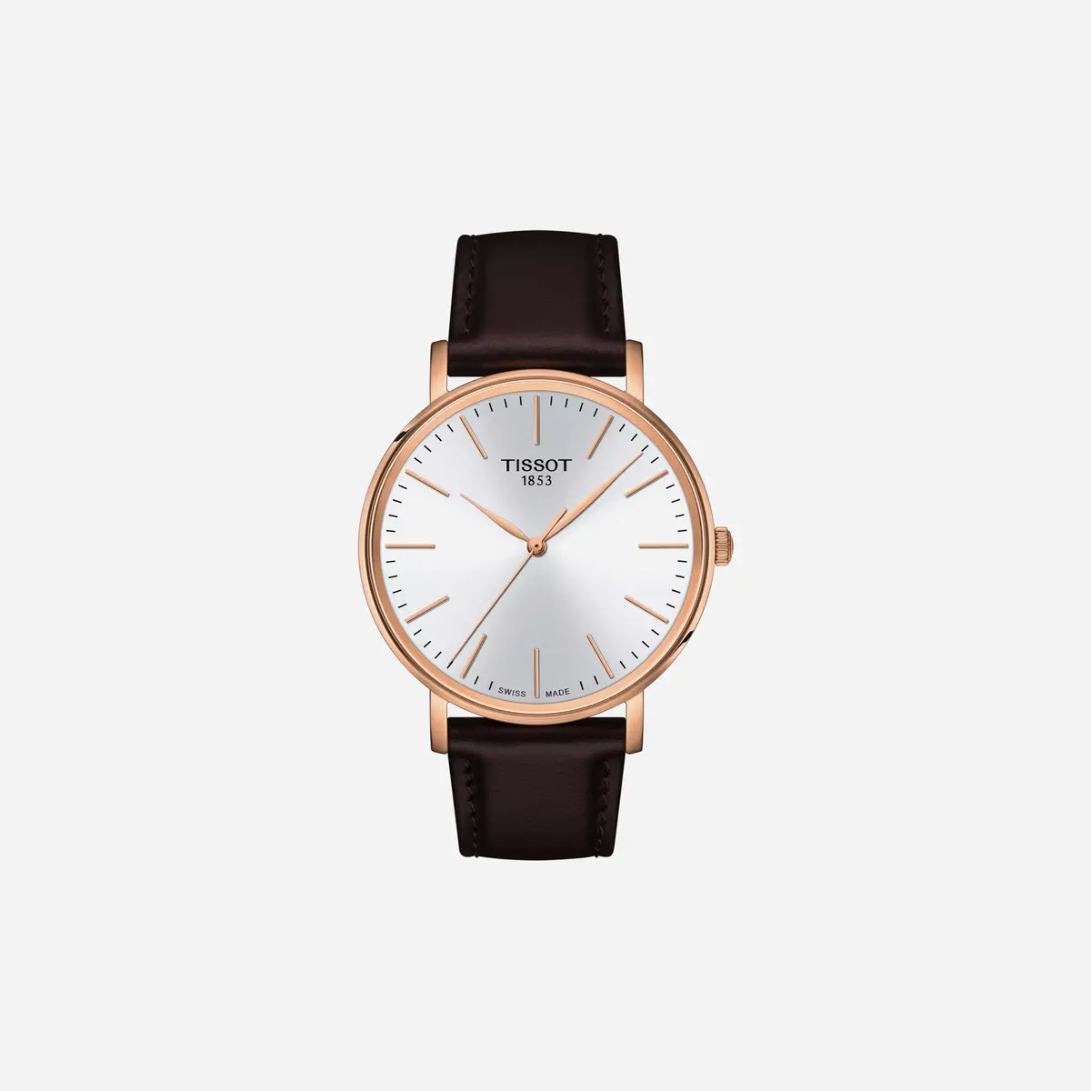 Tissot Everytime Gent Leaf Dial Brown Leather Strap Watch 1