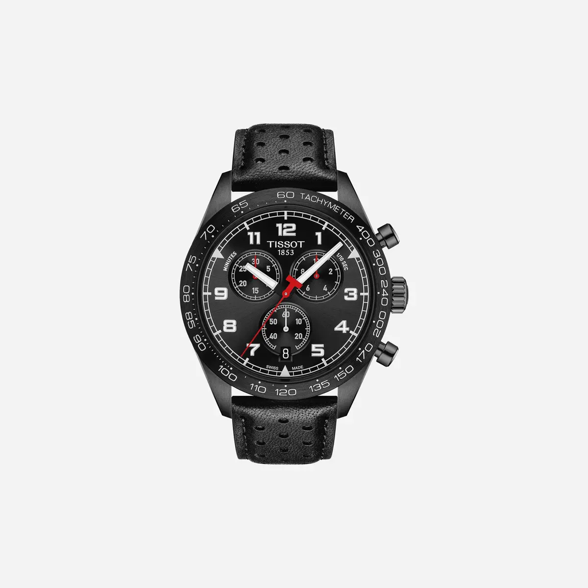 Tissot Prs 516 Chronograph Black Dial Black Leather Strap Watch 1
