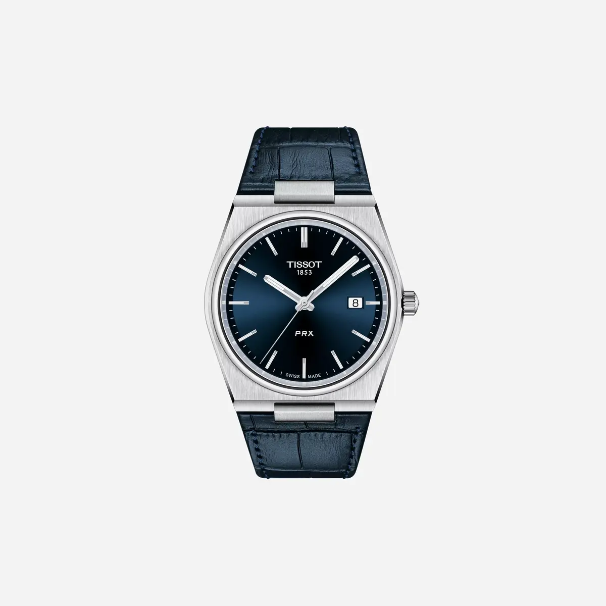 Tissot Prx Blue Dial Blue Leather Strap Watch 1
