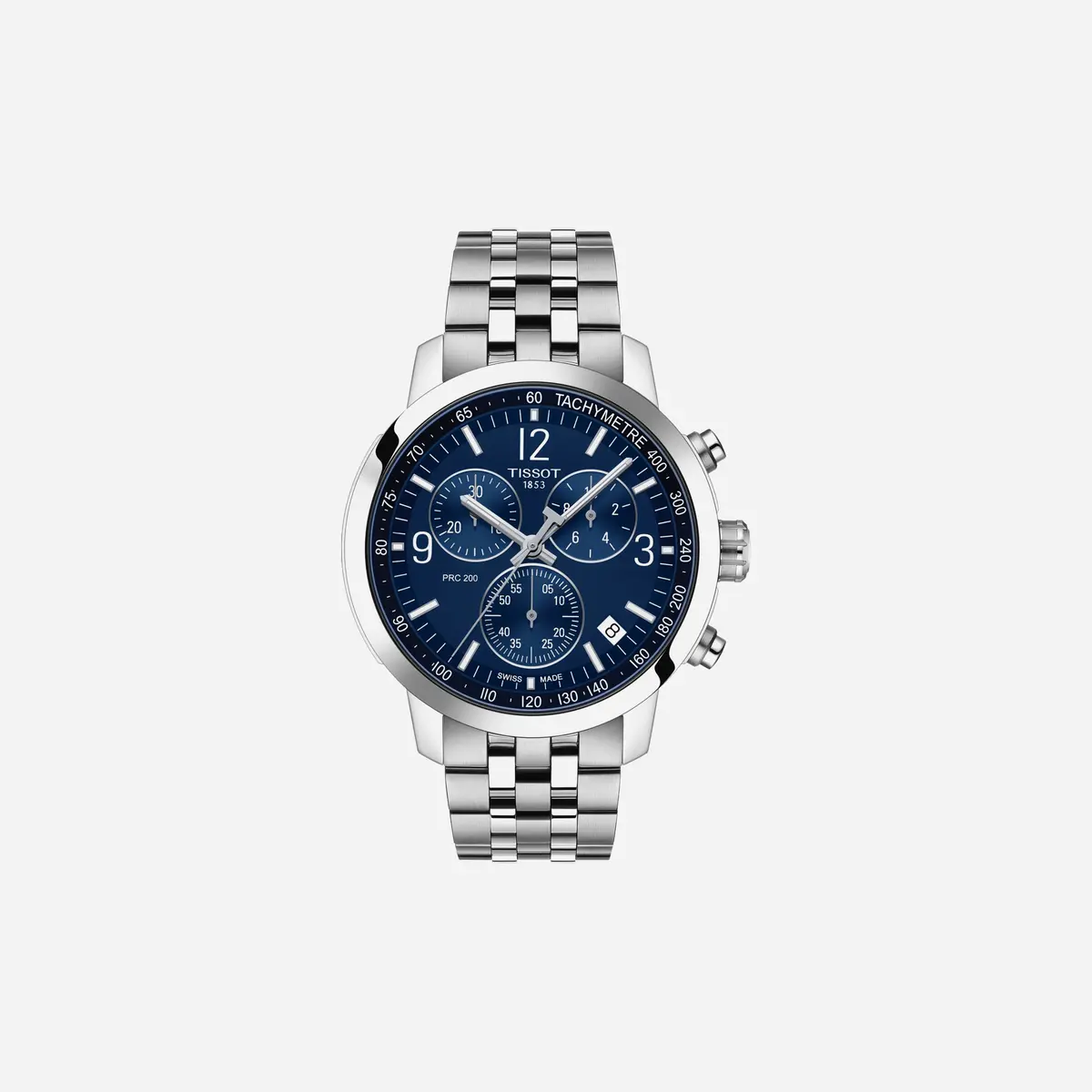 Tissot Prc 200 Chronograph Blue Dial Silver Stainless Steel Strap Watch 1