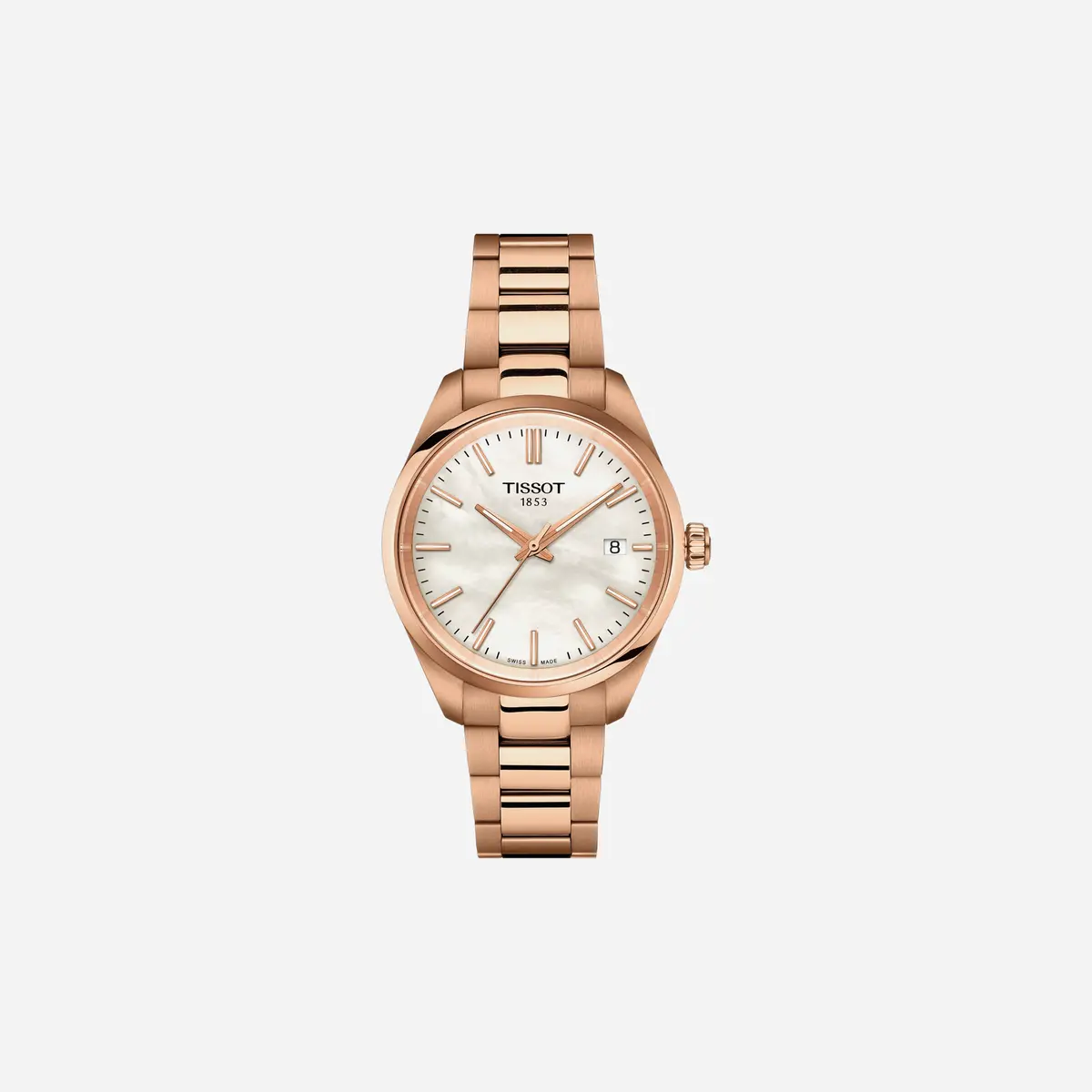Tissot Pr 100 34 Mm White Mop Dial Rose Gold Pvd Watch Wmns 1