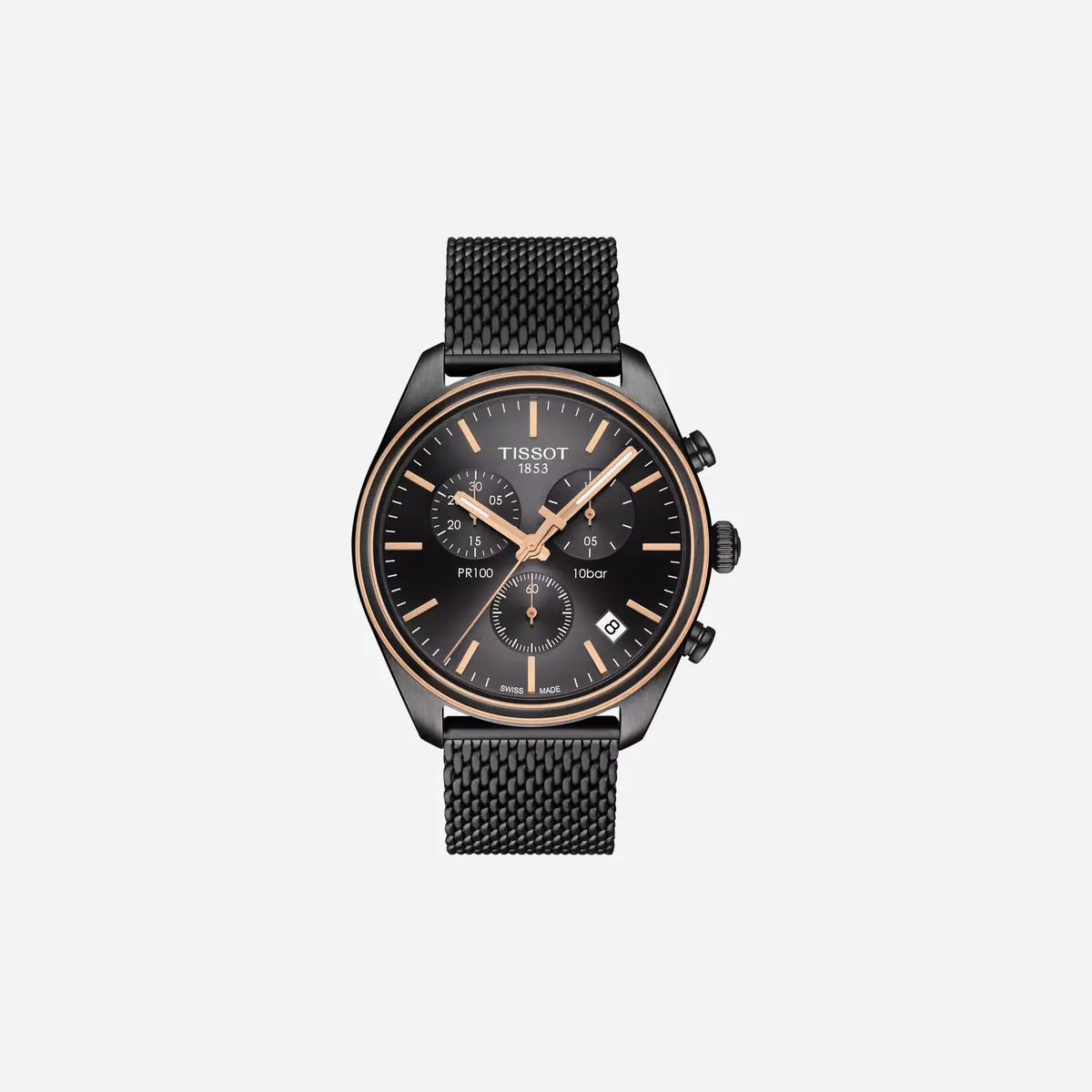 Tissot Pr 100 Chronograph 41Mm Black Dial Black Strap Watch 1