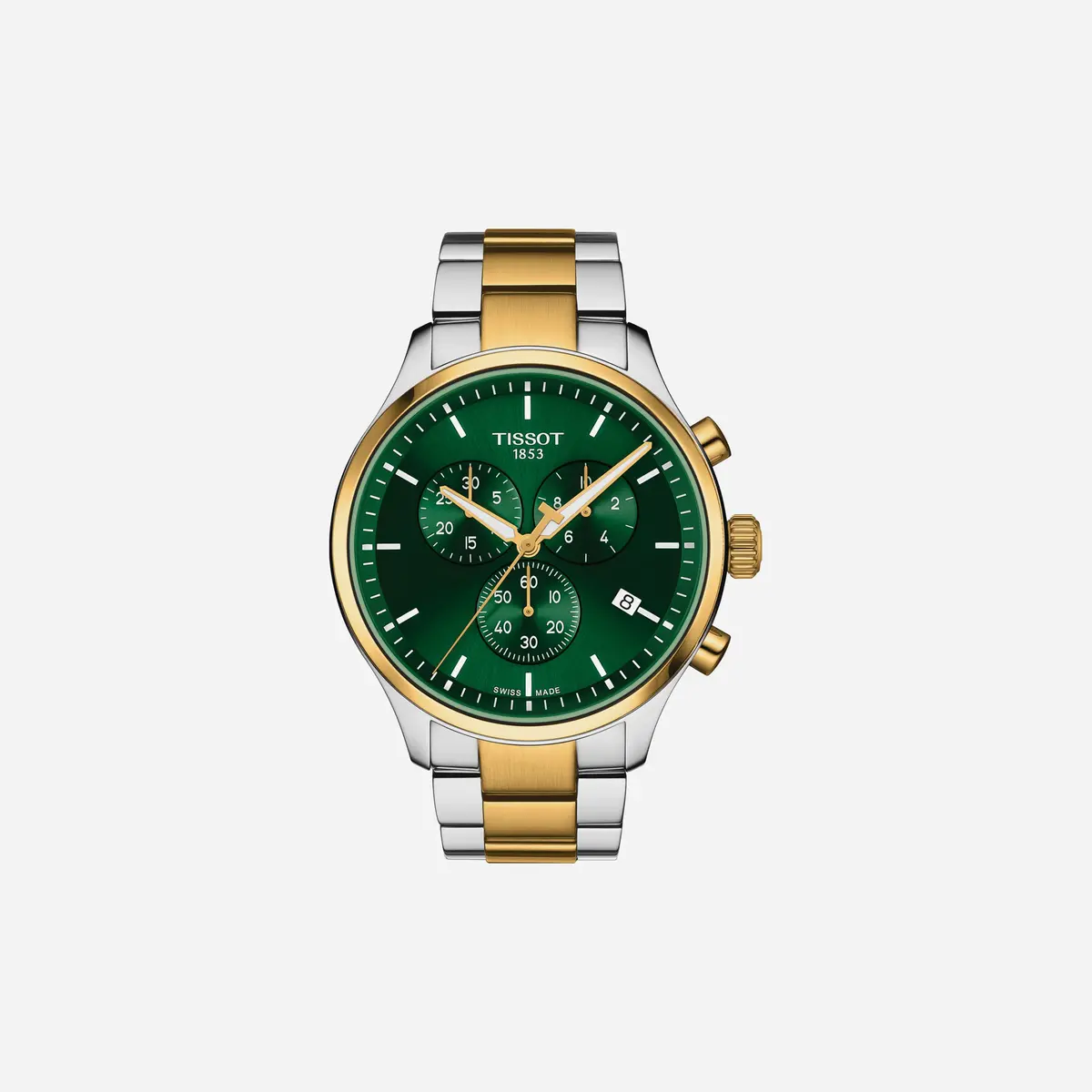 Tissot Chrono Xl Classic Green Dial Silver & Yellow Gold Pvd Watch 1
