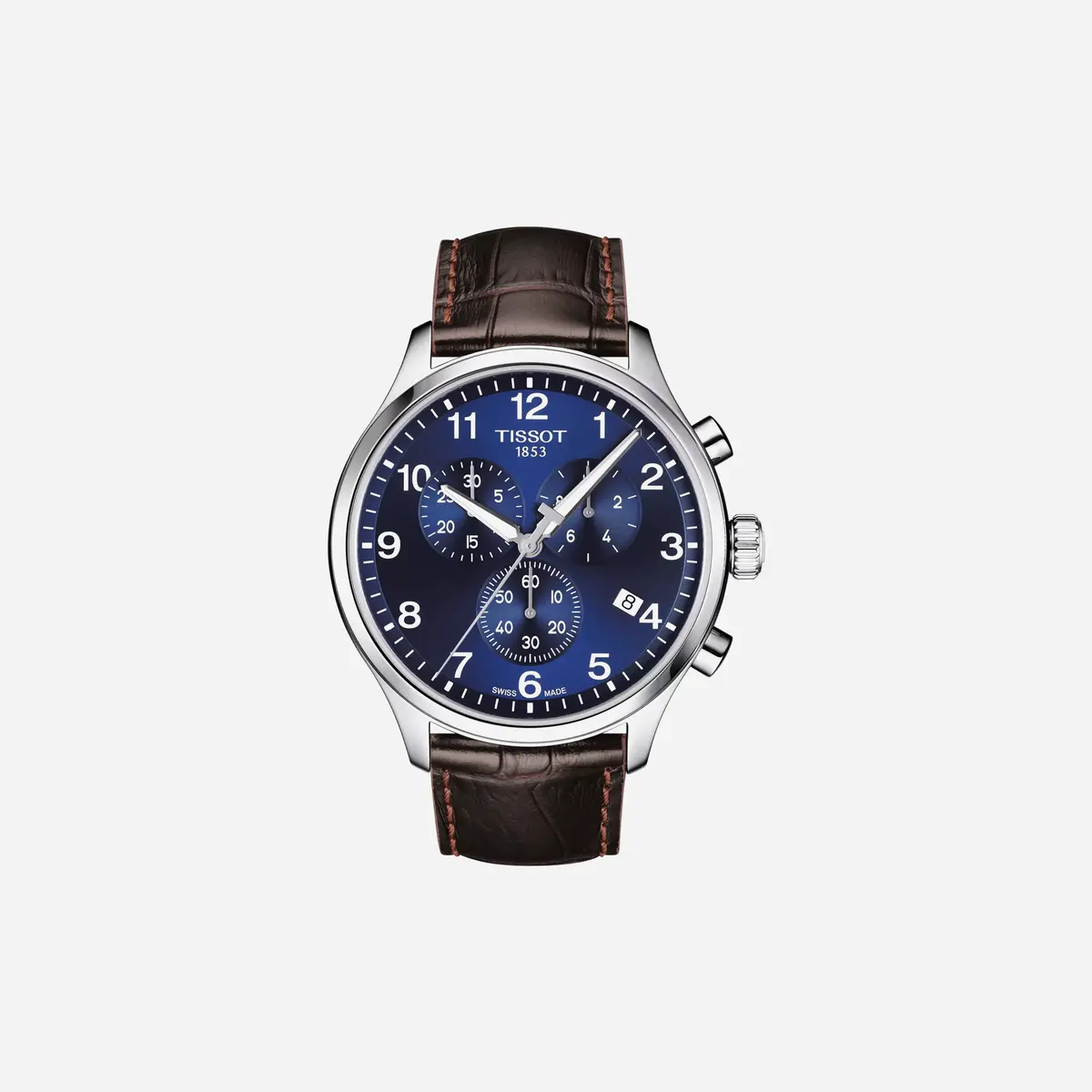 Tissot Chrono Xl Classic Blue Dial Brown Leather Strap Watch 1