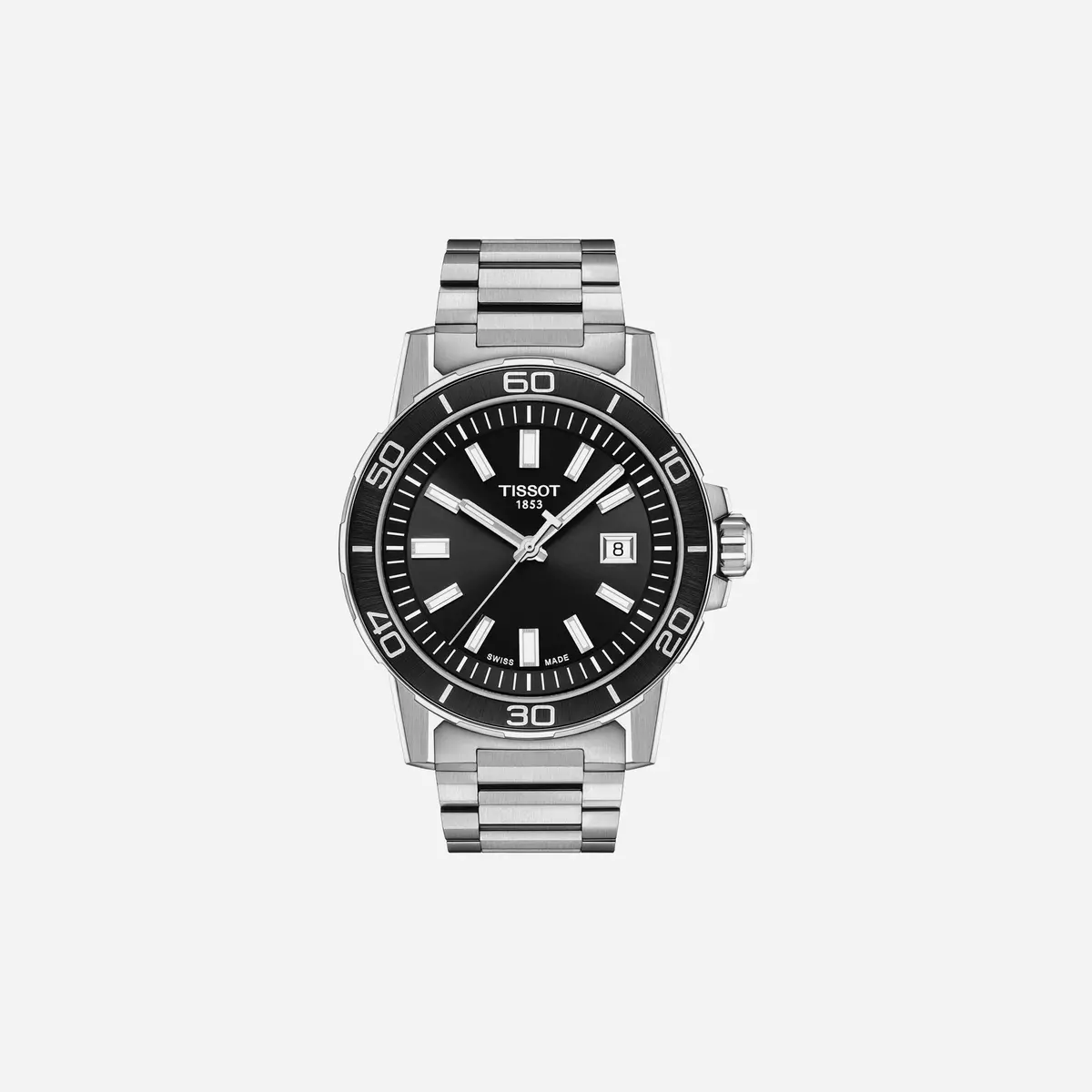 Tissot Supersport Gent Black Dial Silver Stainless Steel Strap Watch 1