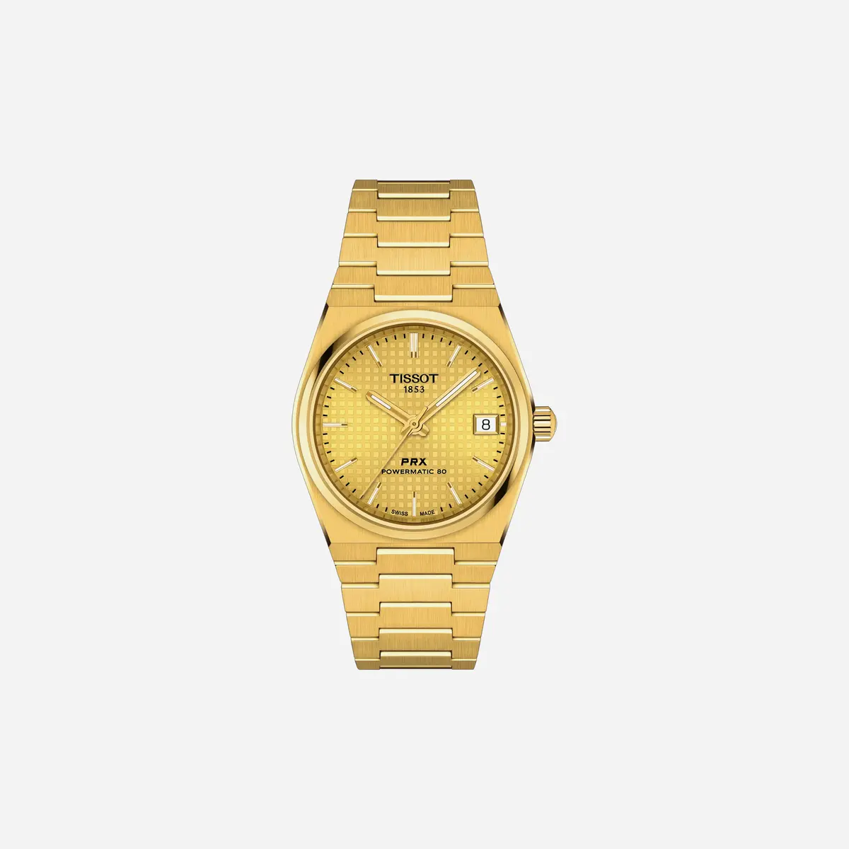 Tissot Prx Powermatic 80 35Mm Champagne Dial Yellow Gold Stainless Steel Yellow Gold Pvd Strap Watch 1