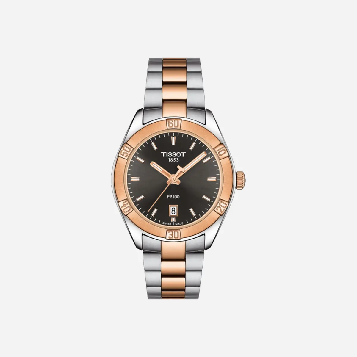 Tissot Seastar 1000 38Mm Grey Dial Silver & Yellow Gold Pvd Watch 1