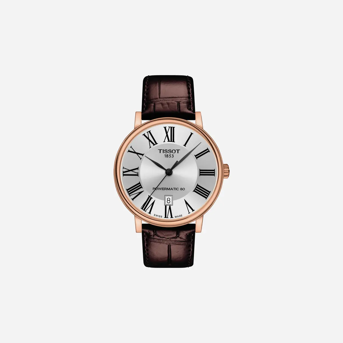 Tissot Carson Premium Powermatic 80 Leaf Dial Brown Leather Strap Watch 1
