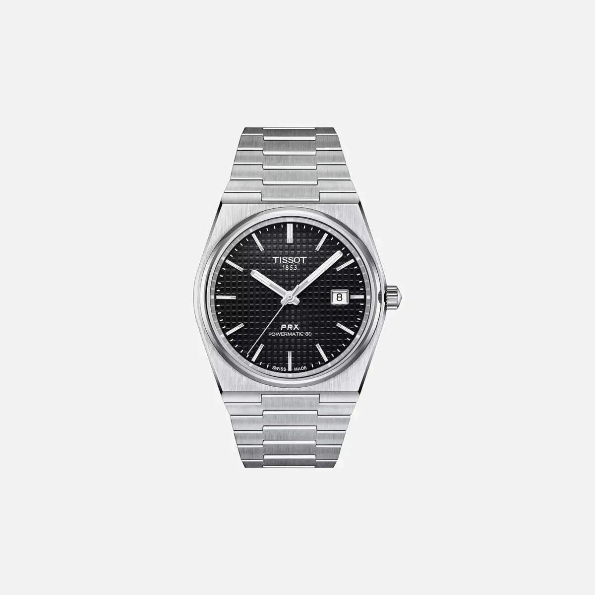 Tissot Prx Powermatic 80 Black Dial Silver Stainless Steel Strap Watch 1