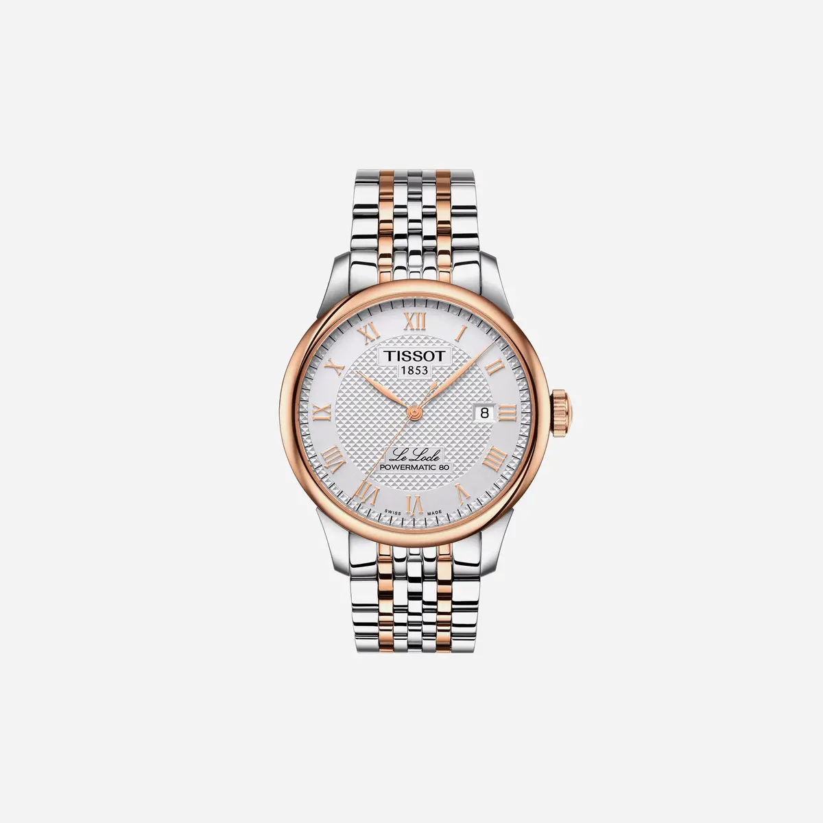 Tissot Le Locle Powermatic 80 Leaf Dial Silver & Rose Gold Pvd Watch 1