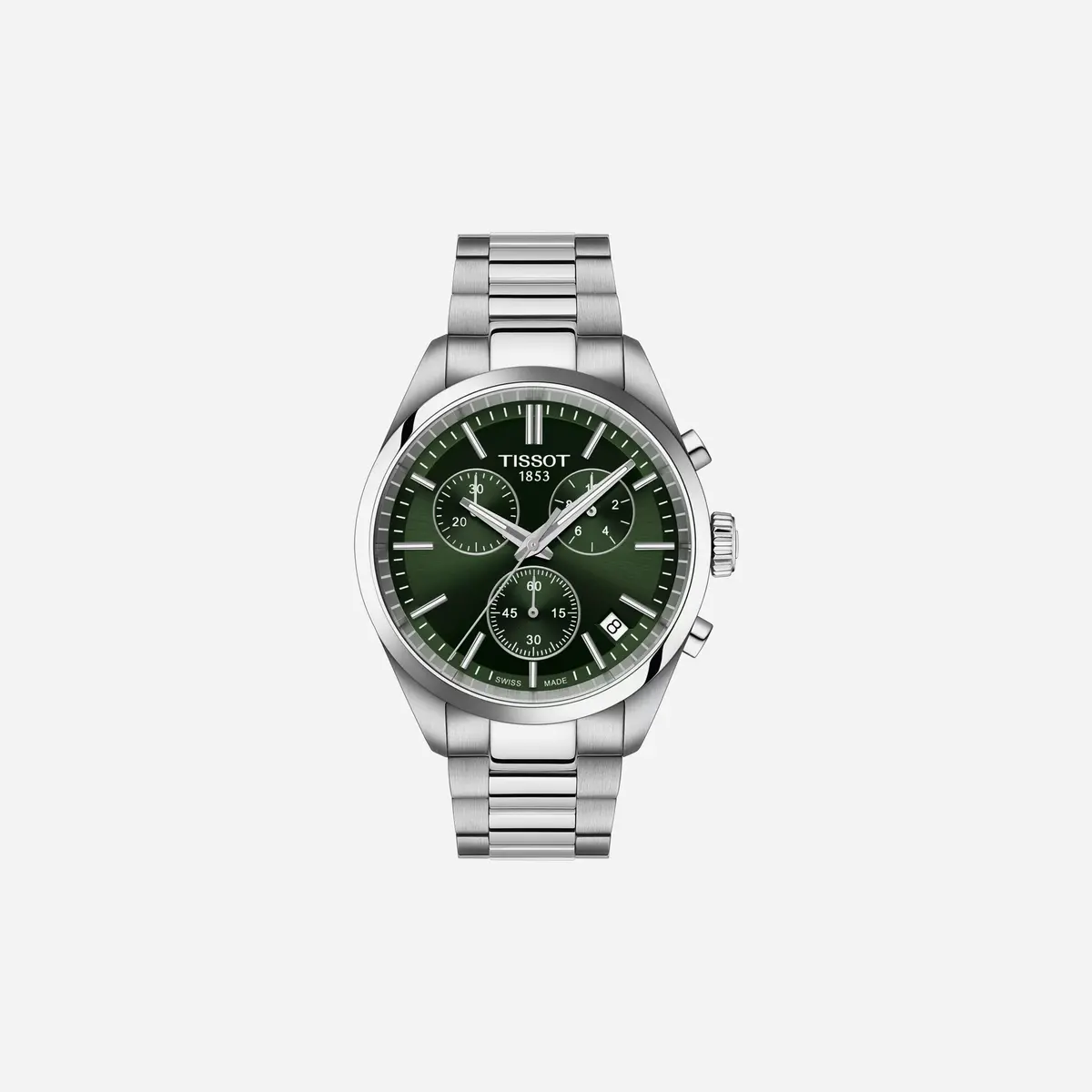 Tissot Pr 100 Chronograph Green Dial Silver Stainless Steel Watch 1