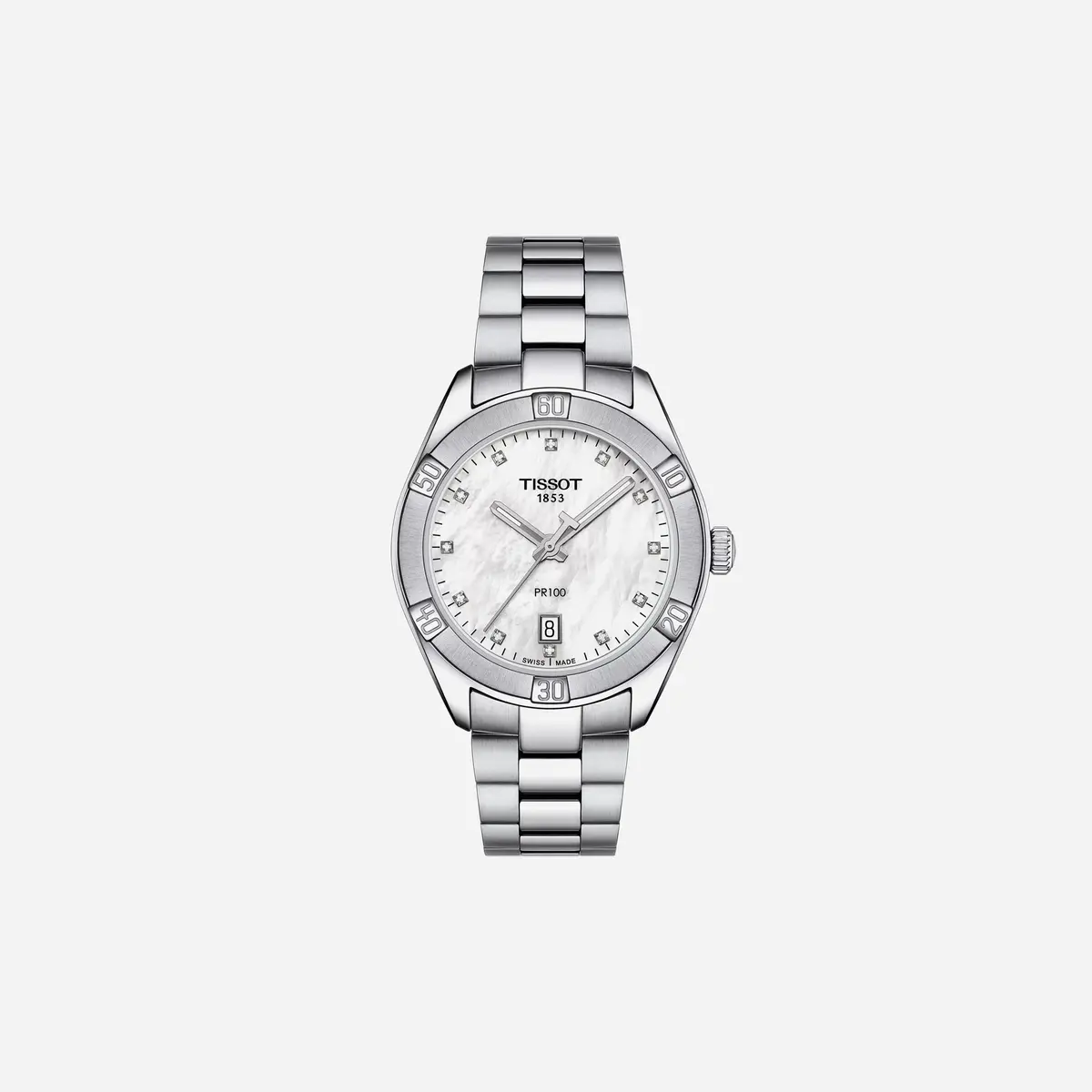 Tissot Pr 100 Sport Chic White Mop Dial Silver Stainless Steel Watch 1