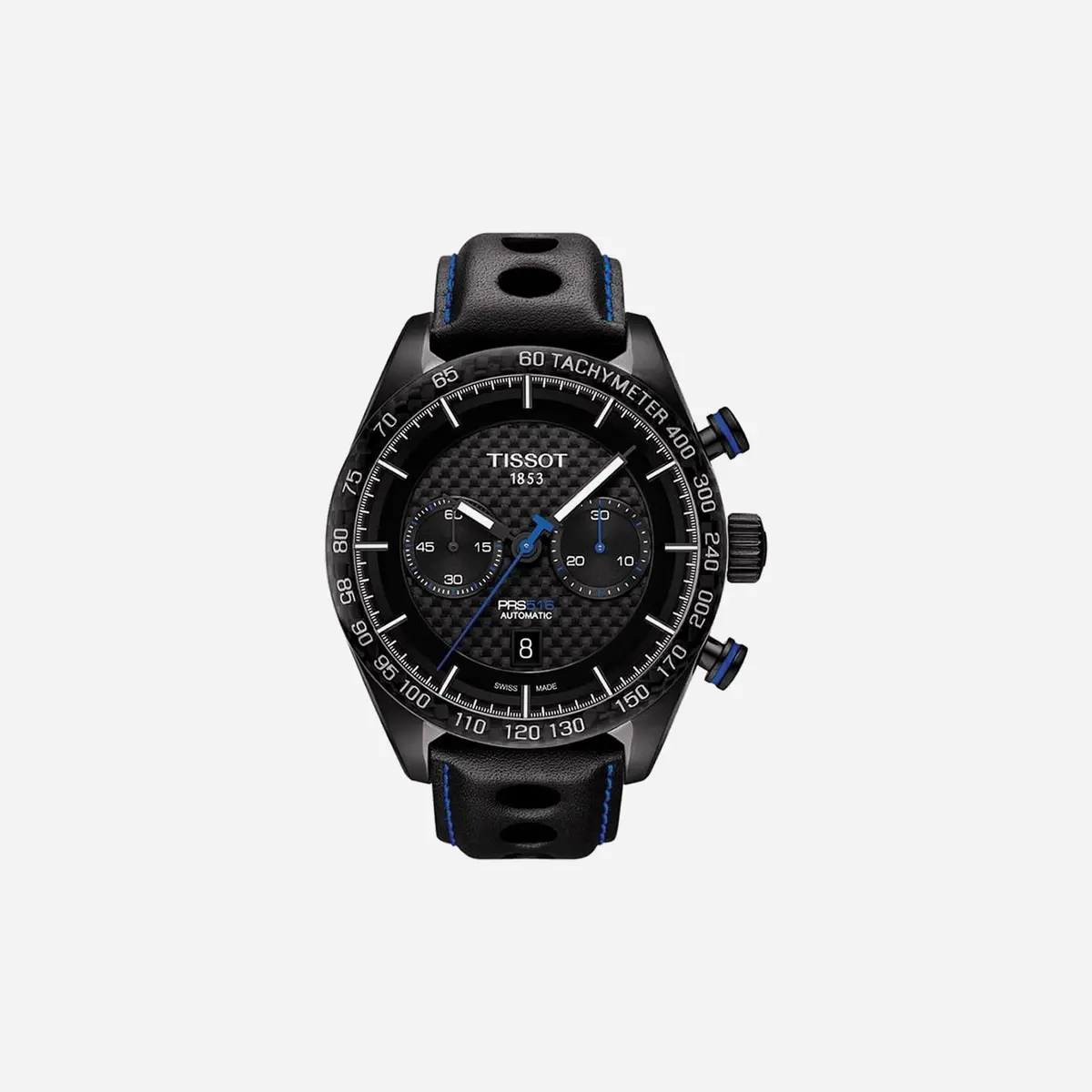 Tissot Prs 516 Automatic Chronograph Black Dial Black Leather Strap Watch 1