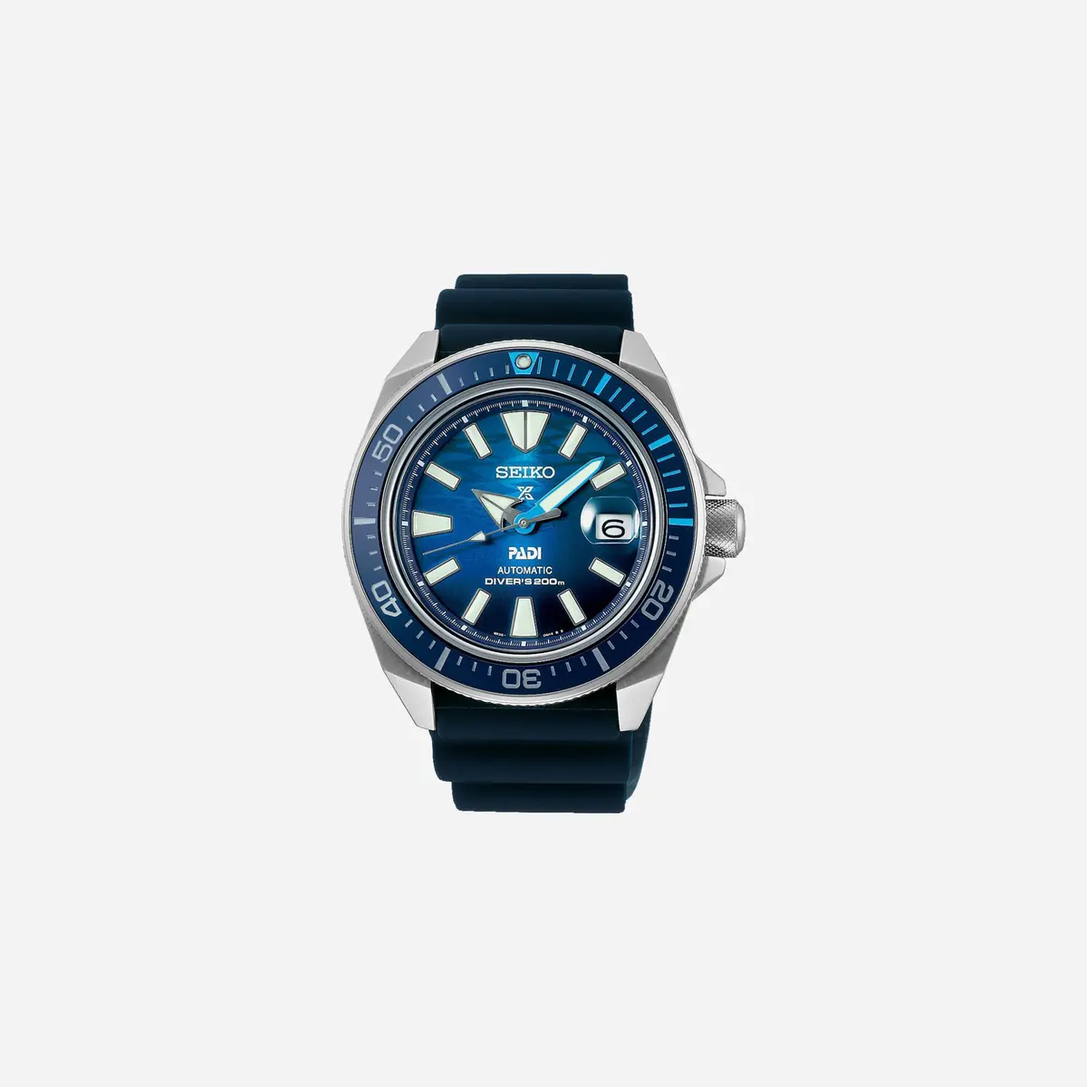 Seiko Prospex Great Blue Samurai Scuba Padi Special Edition Blue Dial Silicon Strap Watch - Srpj93k1 1