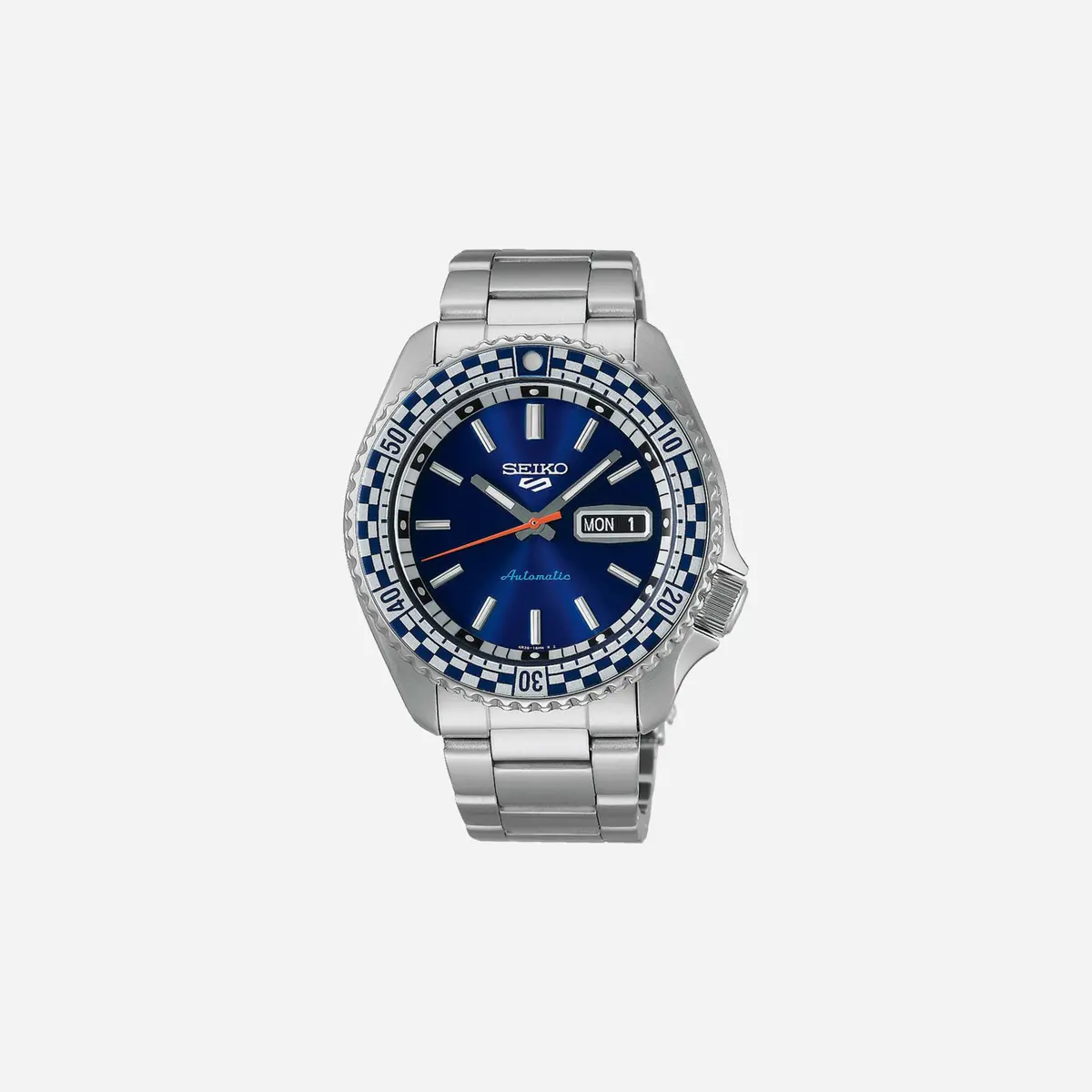 Seiko 5 Sports Petrol Blue Checker Flag Special Edition Blue Dial Stainless Steel Watch - Srpk65k1 1