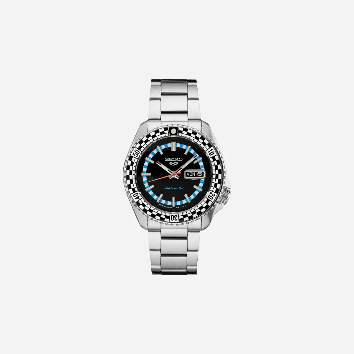 Seiko 5 Sports Black & White Checker Flag Special Edition Black Dial Stainless Steel Watch - Srpk67k1 1