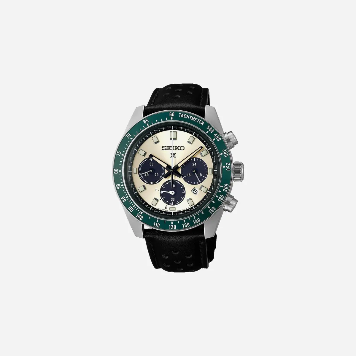 Seiko Prospex Racing Sports Solar Speedtimer Chronograph Ivory Dial Leather Strap Watch - Ssc943p1 1