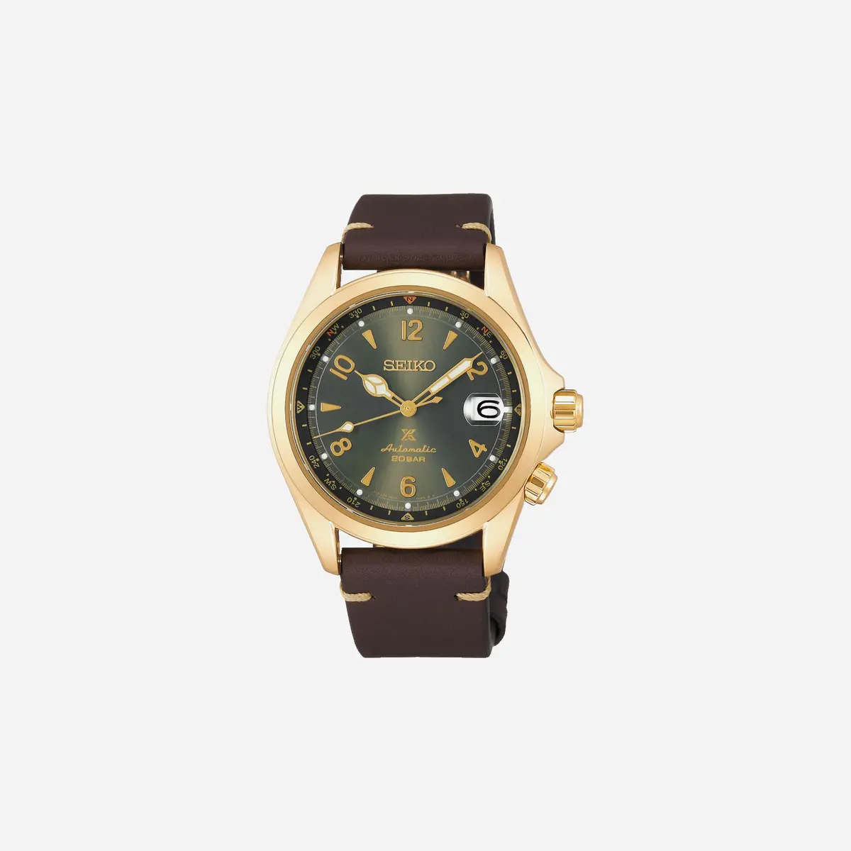 Seiko Prospex Alpinist Land Series Green Dial Leather Strap Watch - Spb210j1 1