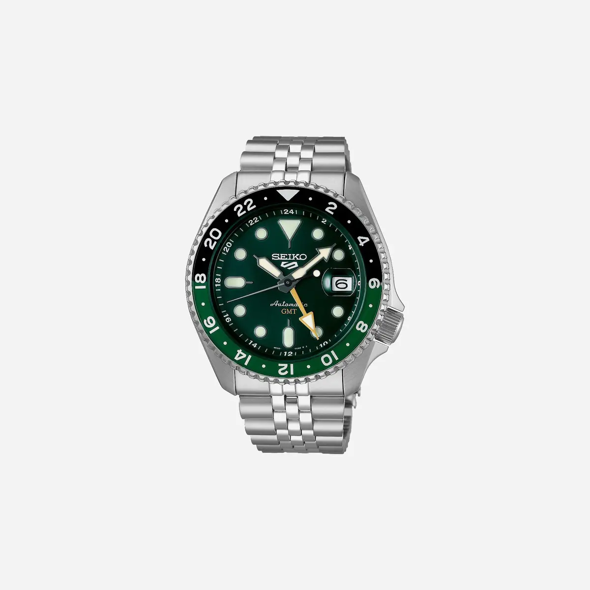 Seiko 5 Sports Skx Gmt Bi-Colour Green Green Dial Stainless Steel Watch - Ssk035k1 1
