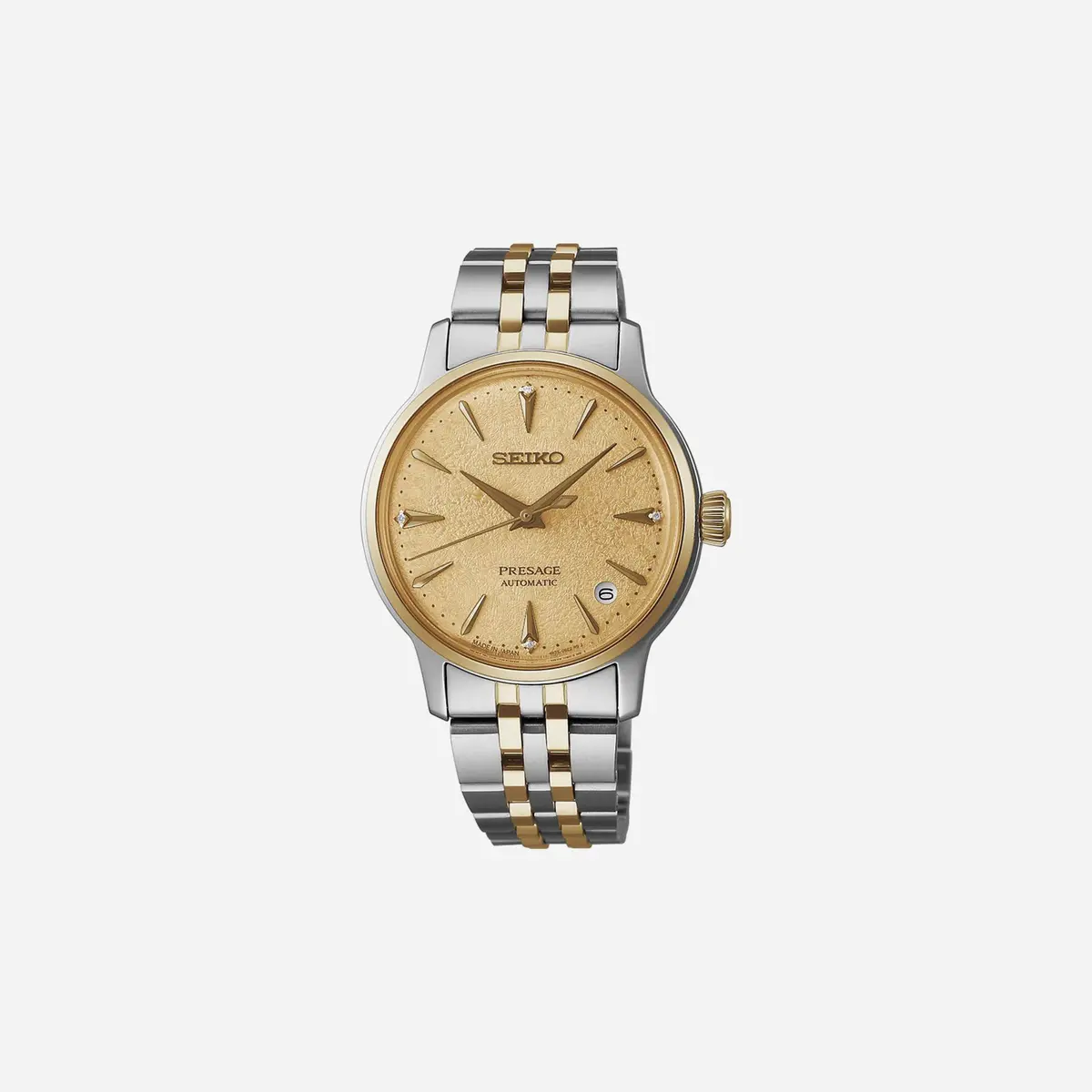 Seiko Presage Frozen Daiquiri Diamond Cocktail Time Brown Dial Stainless Steel Watch Yellow Gold Pvd - Srpl64j1 1