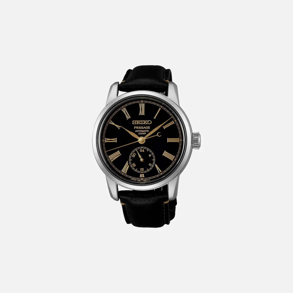 Seiko Presage Classic Series In Urushi Black With Roman Numerals Leaf Dial Leather Strap Watch - Spb499j1 1