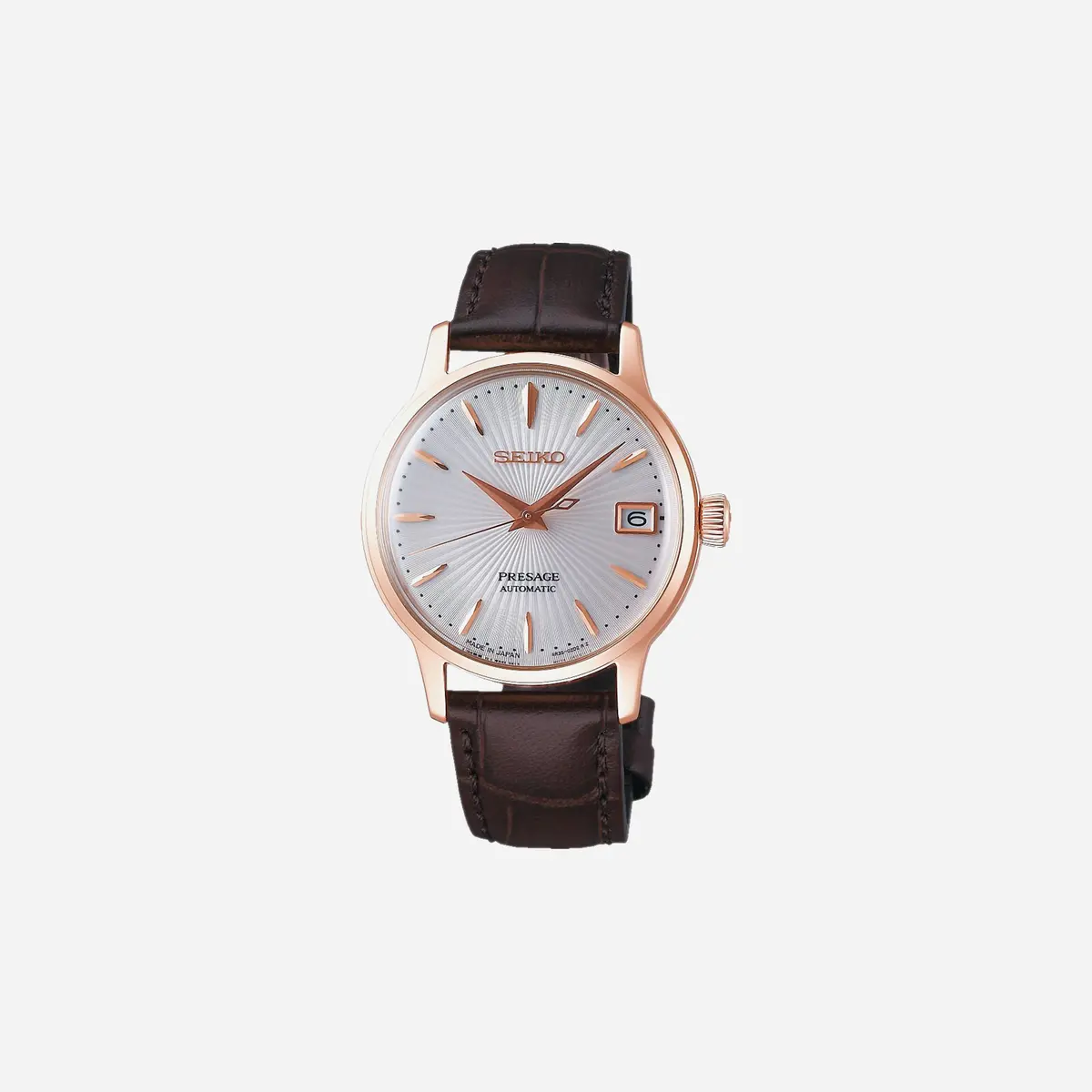 Seiko Presage Automatic Cocktail Rose Gold Dial Leather Strap Watch Wmns - Srp852j1 1