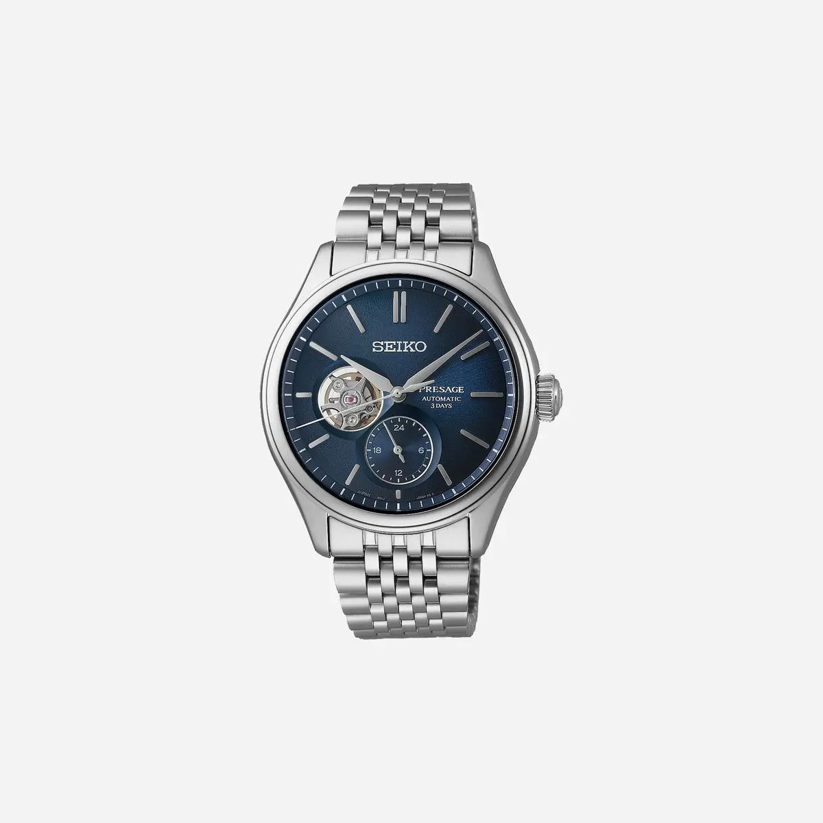 Seiko Presage Classic Open Heart In Ai-Iro Japan Blue Baton Dial Stainless Steel Watch - Spb527j1 1