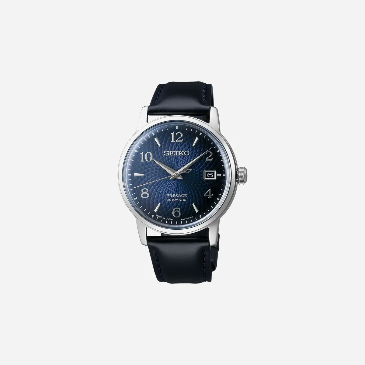 Seiko Presage Cocktail Time Old Clock Watch Blue Dial Leather Strap Watch - Srpe43j1 1