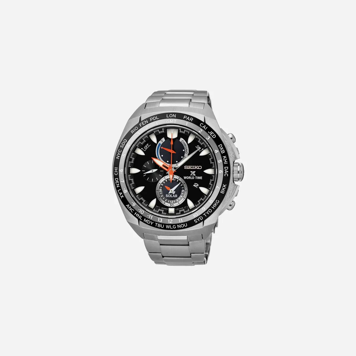 Seiko Prospex World Time Solar Chronograph Black Dial Stainless Steel Watch - Ssc487p1 1