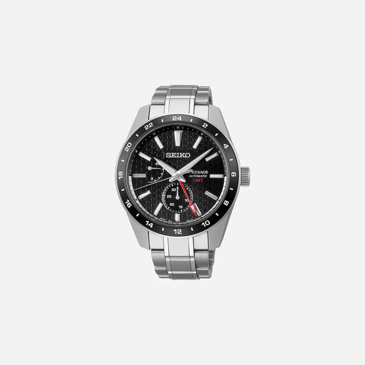 Seiko Presage Sharp Edged Series Gmt Black Dial Stainless Steel Watch - Spb221j1 1