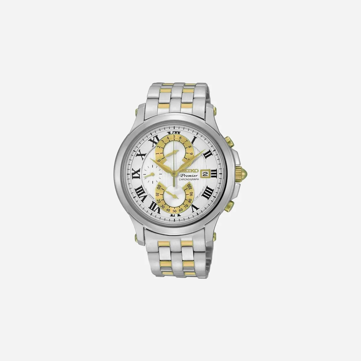 Seiko Premier Chronograph Quartz Dial Stainless Steel Watch Yellow Gold Pvd - Spc068p1 1