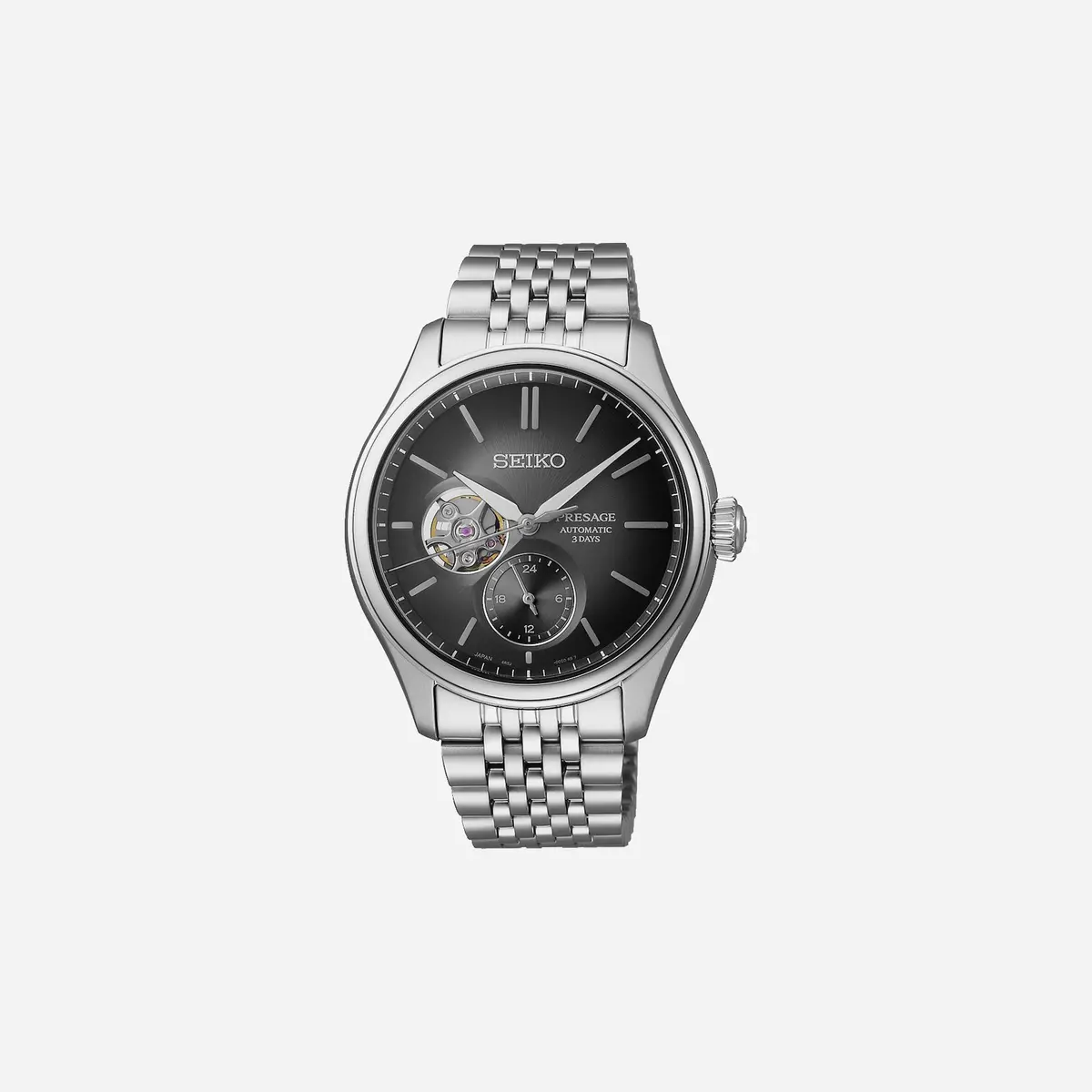 Seiko Presage Classic Series Sumi-Iro Open Heart Black Dial Stainless Steel Watch - Spb471j1 1
