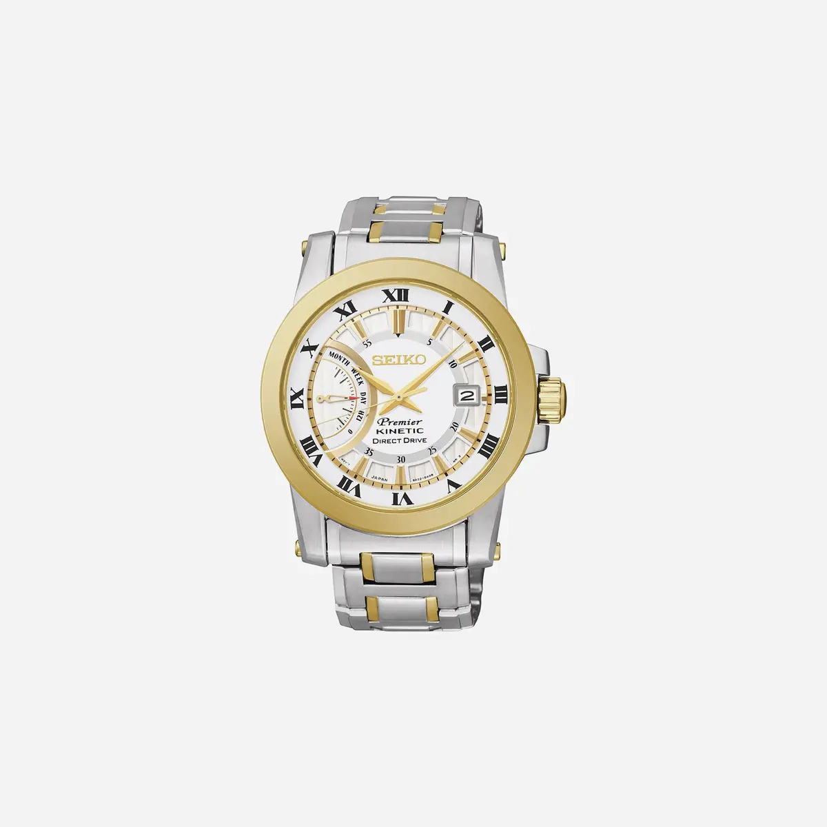 Seiko Premier Kinetic Direct Drive Quartz Dial Stainless Steel Watch Yellow Gold Pvd - Srg010p1 1