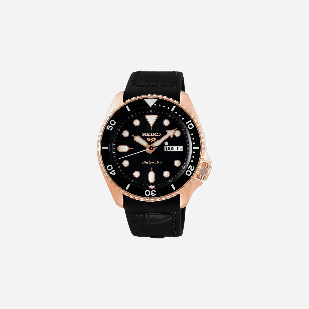 Seiko 5 Sports Automatic Watch Black Dial Silicon Strap Watch - Srpd76k1 1