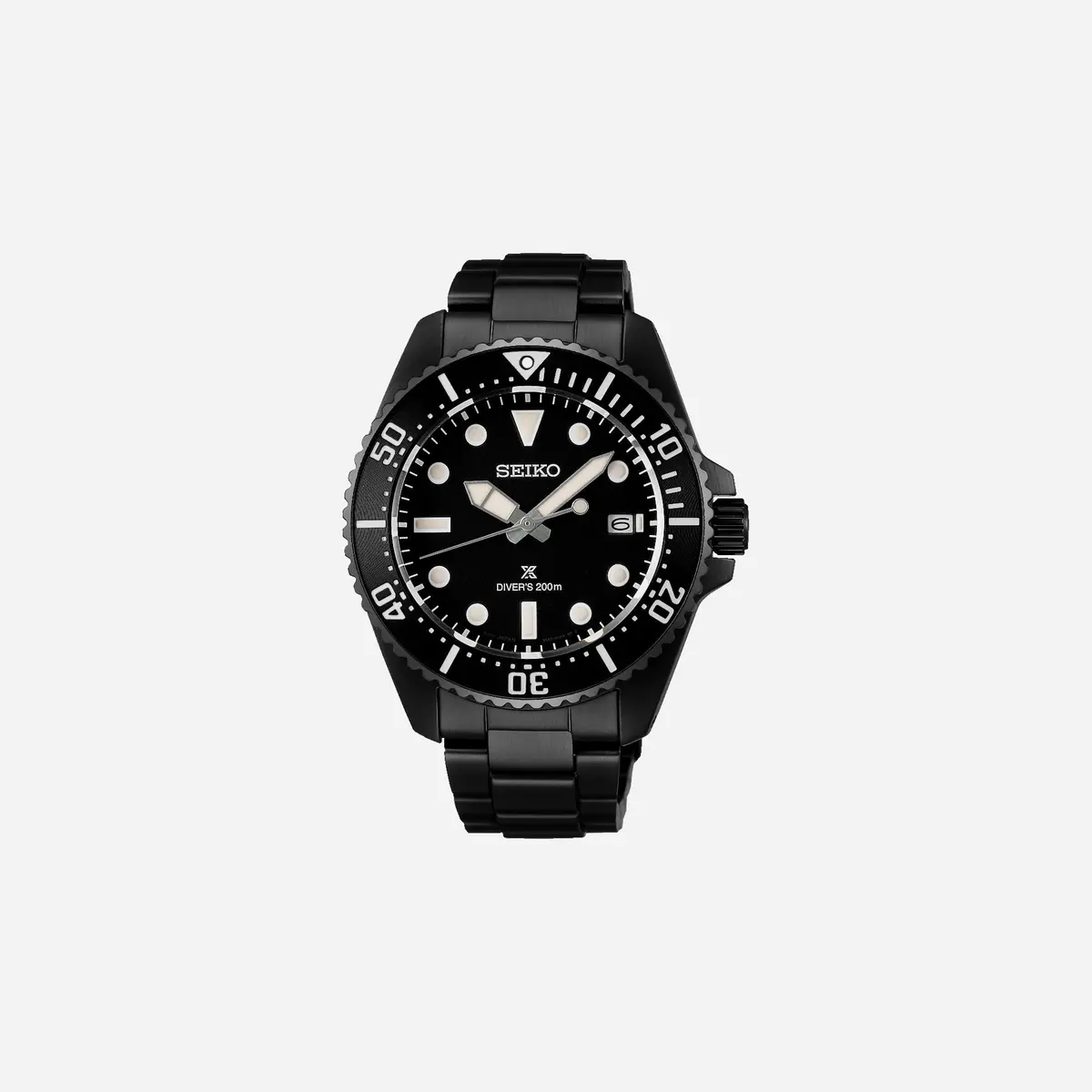 Seiko Prospex Solar Divers In All Black Dial Stainless Steel Watch Black Pvd - Sne599p1 1